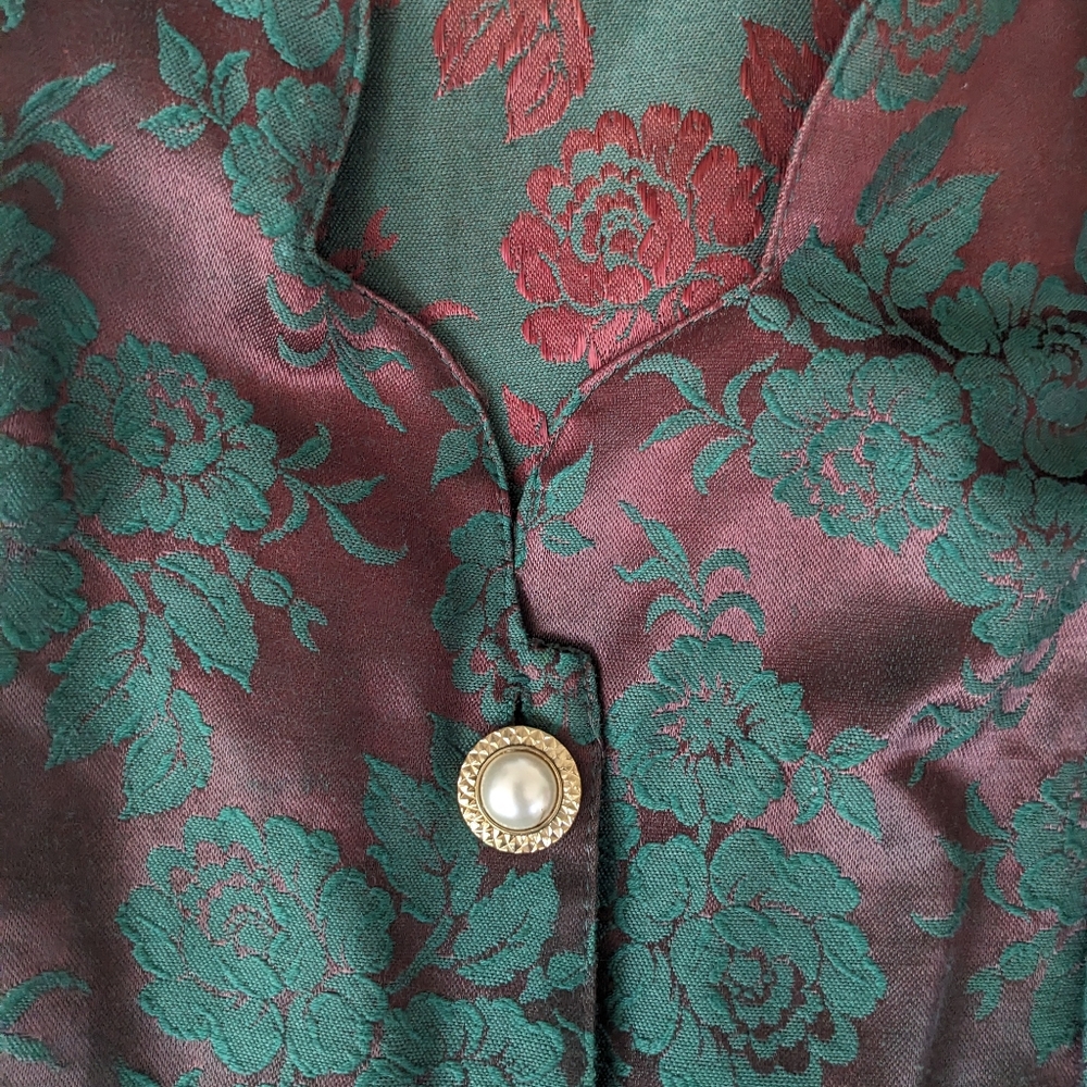 Vintage 80s Brocade Floral Retro Cocktail Dress - Byer Too - Picture 3 of 6